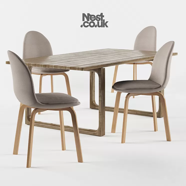 Fritz Hansen Sammen Chair and the table 3D Model