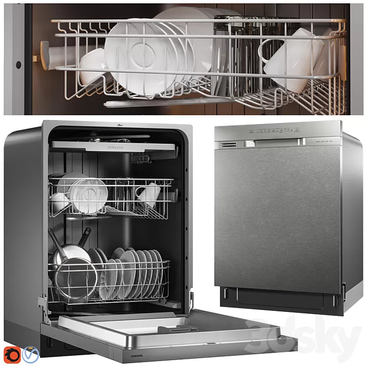Front Control Dishwasher 001 3D Model