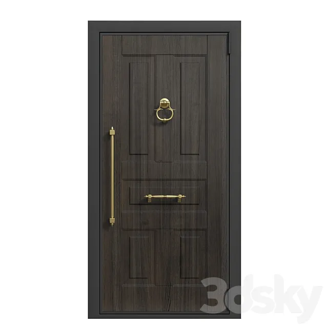 Front door with a hammer and a decorative handle 3DModel
