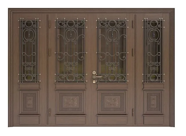 Front door with carvings and forged elements 3D Model