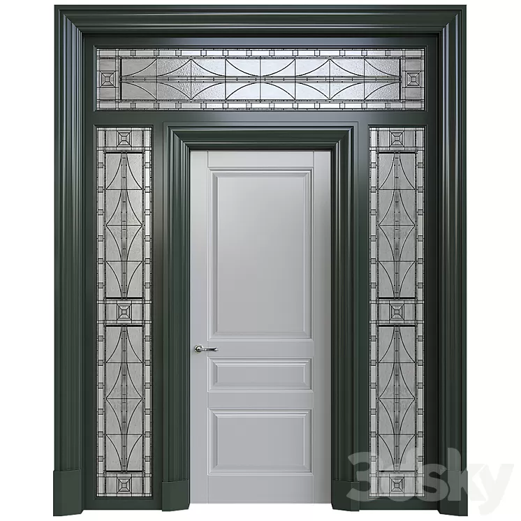 Front door with stained glass 3D Model