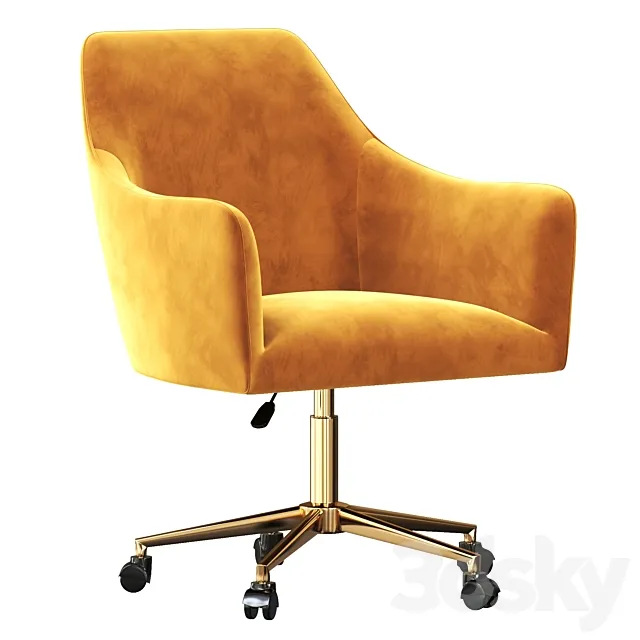 Frosted Adjustable Swivel Velvet Office Chair 3D Model