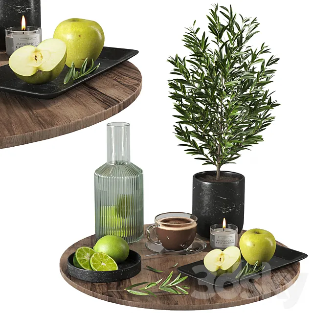 Fruit and drink decor set 01 3DModel