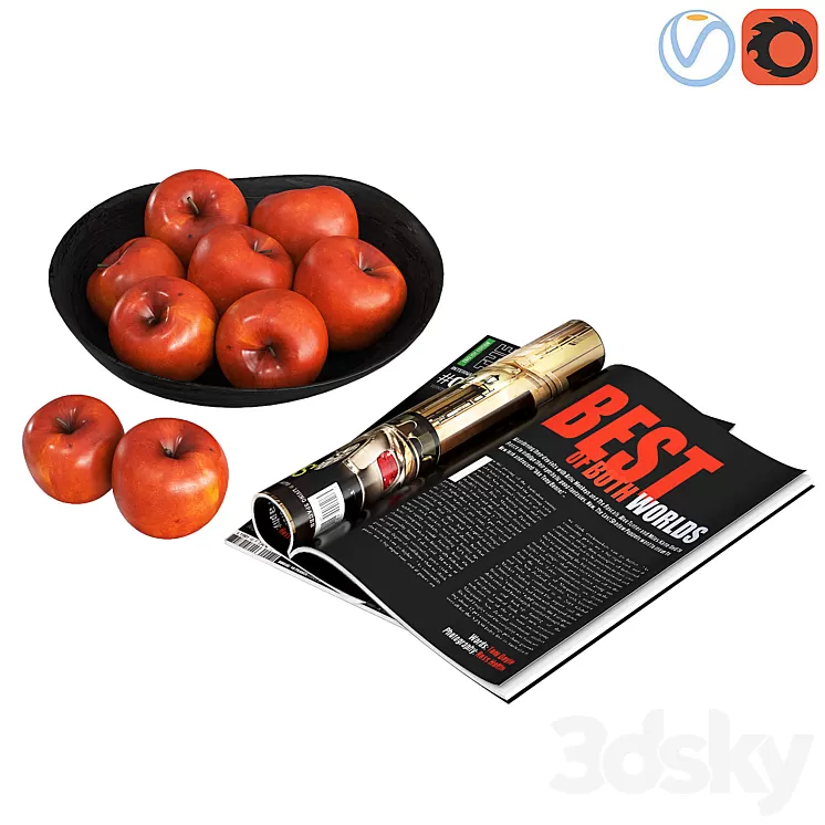 Fruit bowls red apples 3D Model