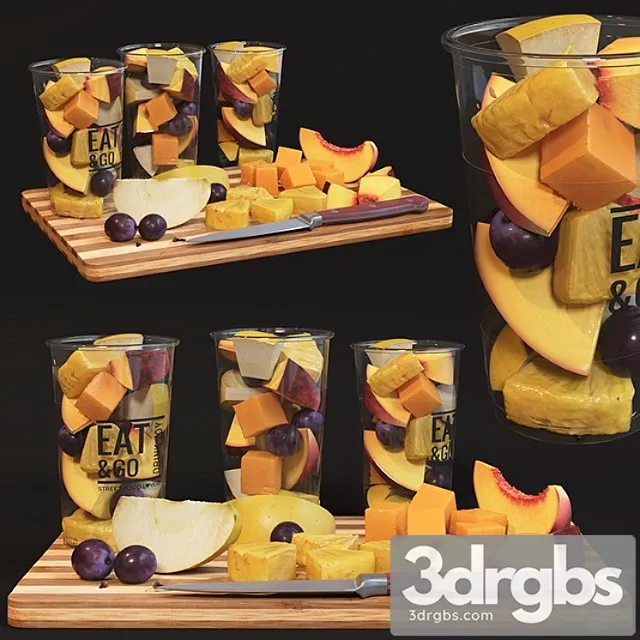 Fruit in glasses 3D Model Free