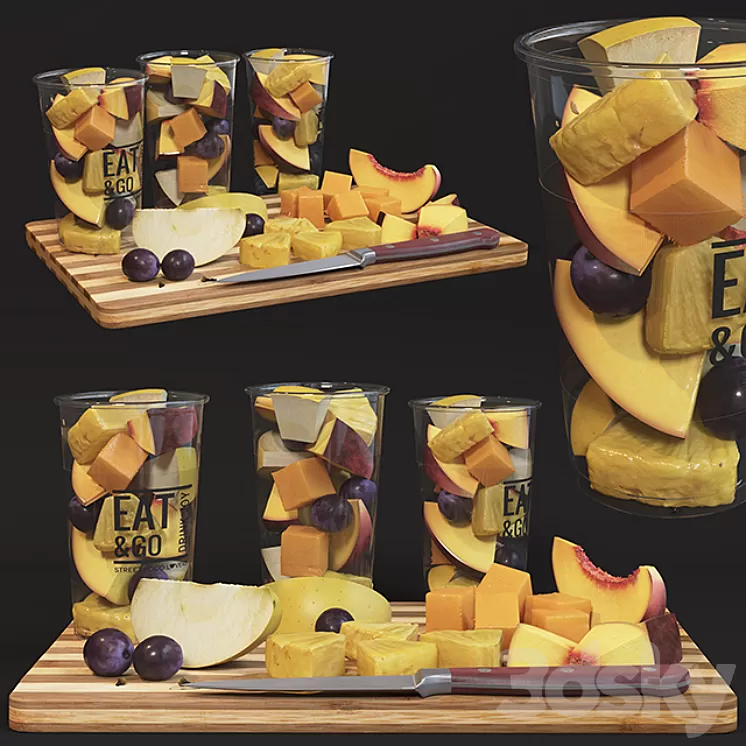 Fruit in glasses 3D Model