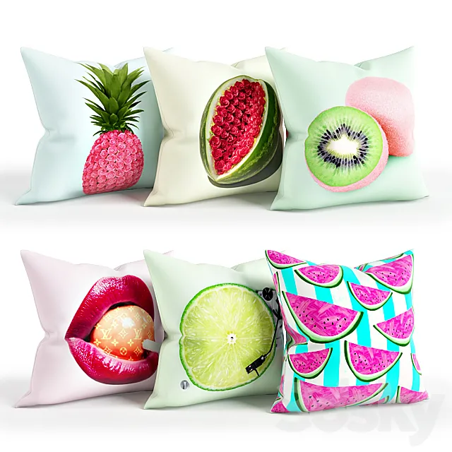 Fruit_Pillow_Set_001 3D Model