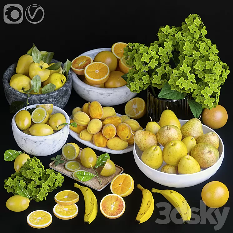 Fruits. Orange / yellow 3D Model