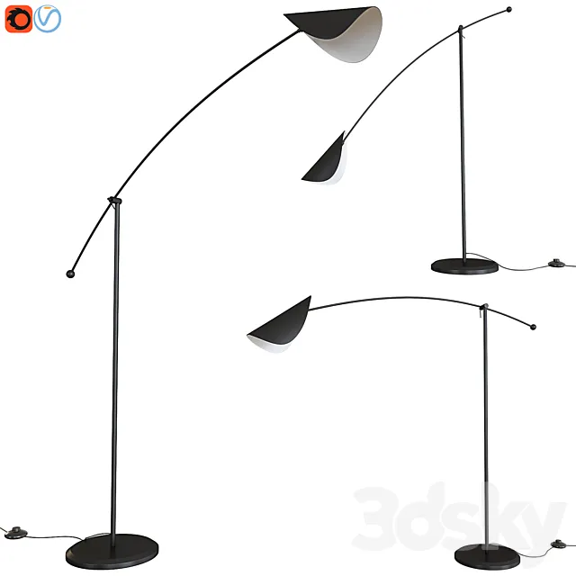Funambule Adjustable Reading Arc Floor Lamp 3DModel