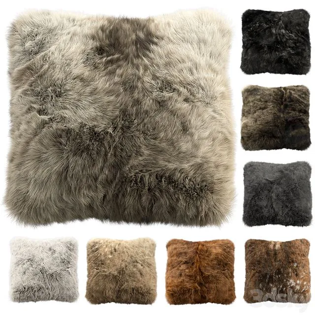 Fur pillow set 2 3D Model