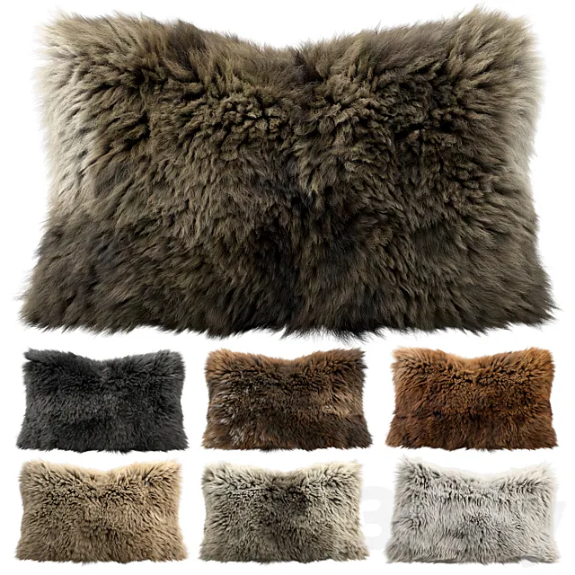 Fur pillow set 3 3D Model