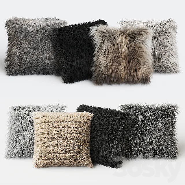 Fur Pillow set 3DModel