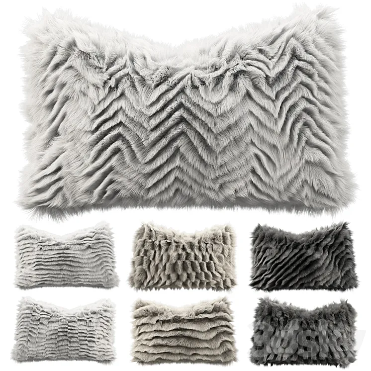 Fur pillow set 5 3D Model Free