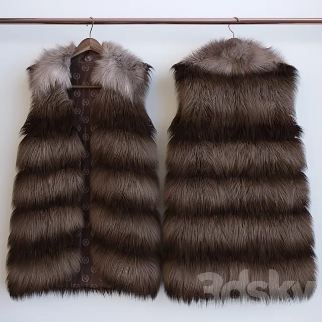 fur vest on a hanger and on a dummy 3D Model