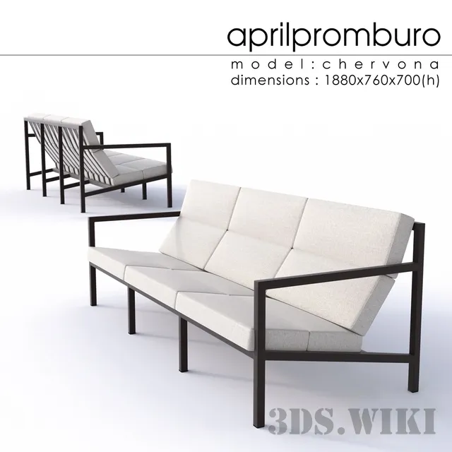 furniture - 3-seater sofa Aprilpromburo Chervona 3D Model