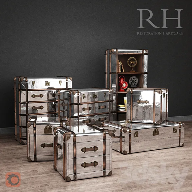 Furniture _ RH Richards Metal Trunk Furniture 3D Model
