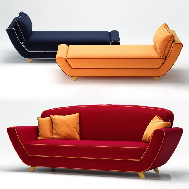furniture - A sofa and chaise longue by Minah Meritalia 3D Model