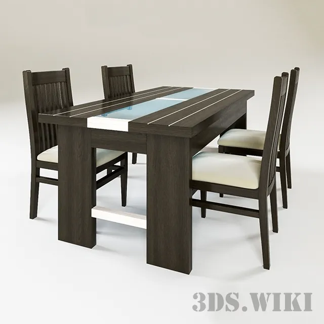 furniture - Agave dining table and chairs 3D Model