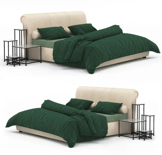 furniture - Alfred Leather Bed  Baxter 3D Model