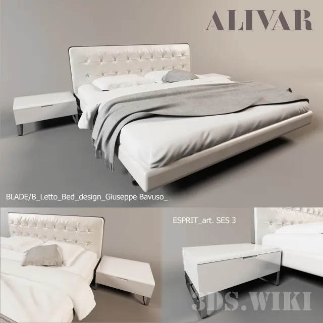 furniture - Alivar Blade bed with its own cabinet 3D Model