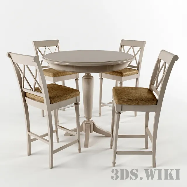 furniture - American dining set 3D Model