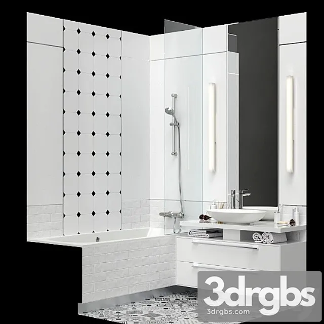 Furniture and Decor for a Small Bathroom 3D Model Free