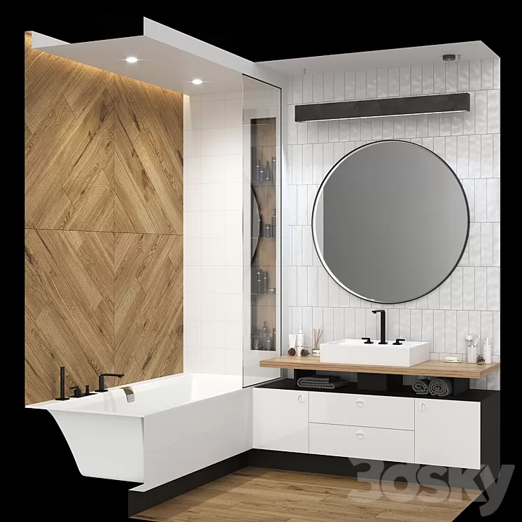 Furniture and decor in the bathroom. 3D Model