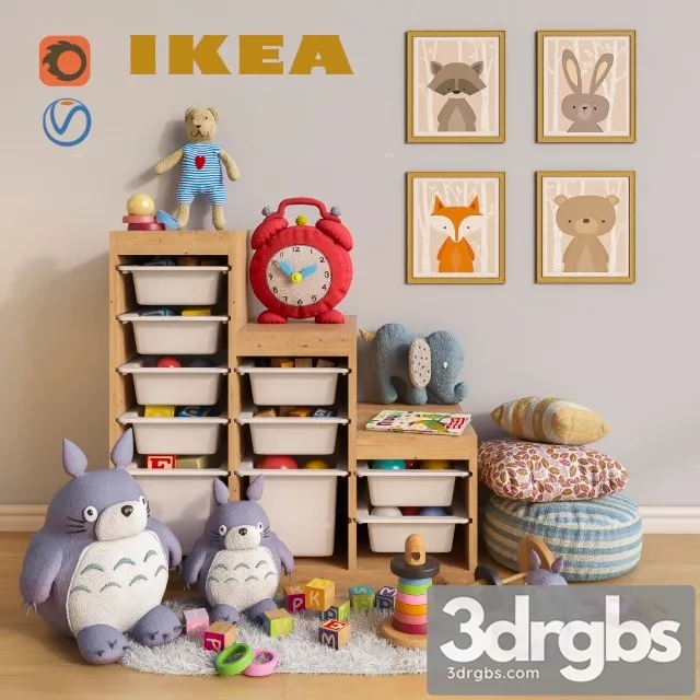 Furniture and Toys IKEA Decor For a Children 3D Model Free