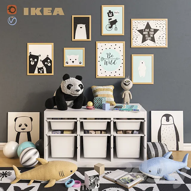 Furniture and toys IKEA. decor for a children's room set 2 3DModel