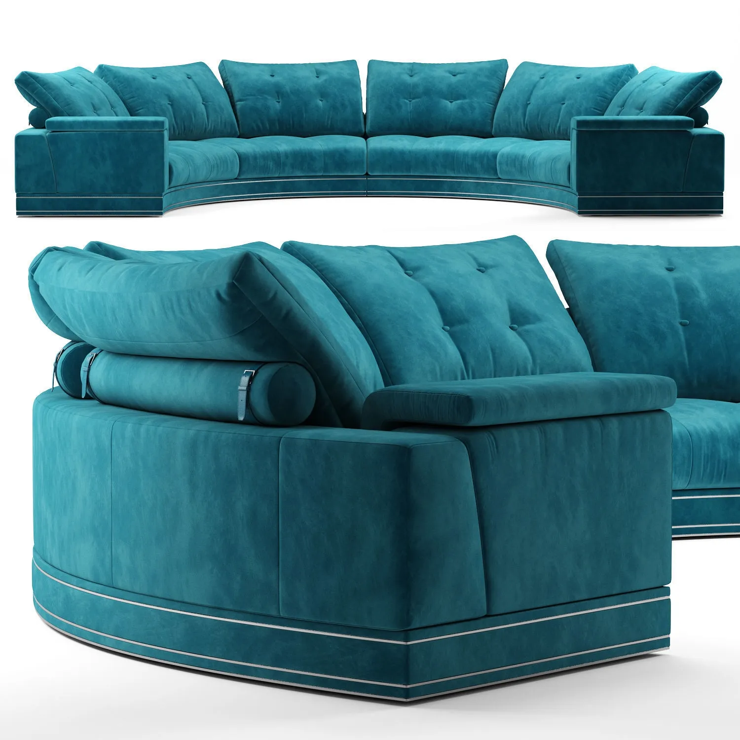furniture - Andrew round sectional velvet sofa - Fendi Casa 3D Model