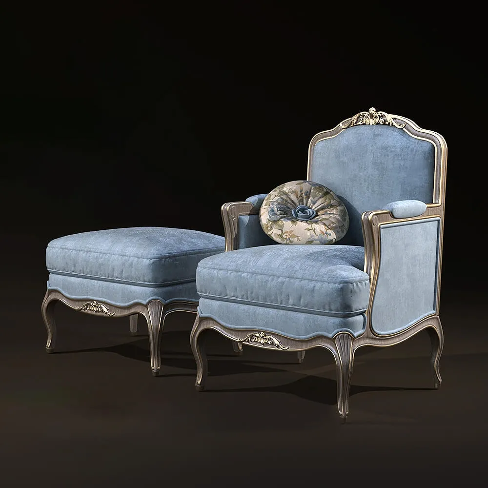 furniture - Angelo Cappellini Armchair ottoman 3D Model
