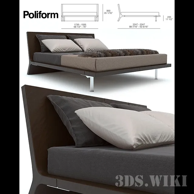 furniture - Angie Poliform Bed - Beds Collection 3D Model