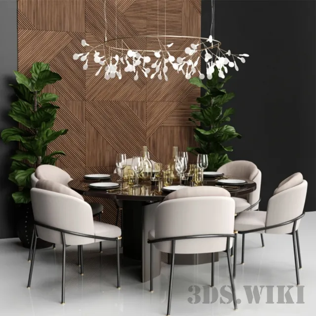 furniture - Angled-leg Expandable Table 3D Model