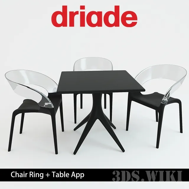 furniture - App Table and Ring Chairs - Driade 3D Model