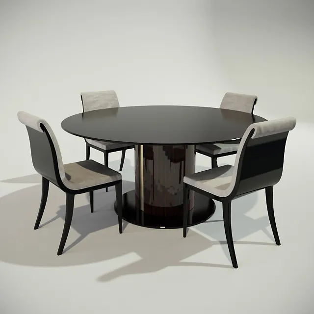 furniture - Ar- Deco table with chair 002 3D Model