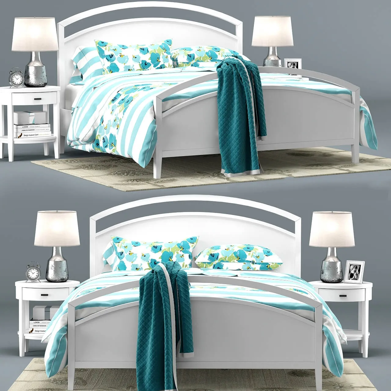 furniture - Arch White bed Collection Crate and Barrel 3D Model