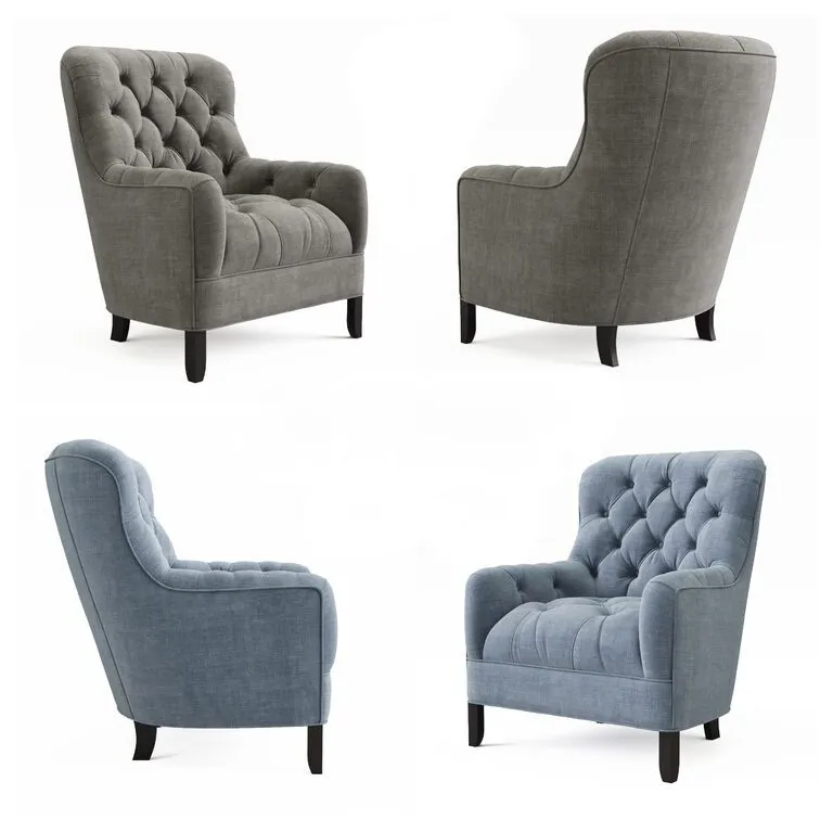 furniture - Arhaus Club 34' 'tufted Upholstered Chair In Tweed 3D Model