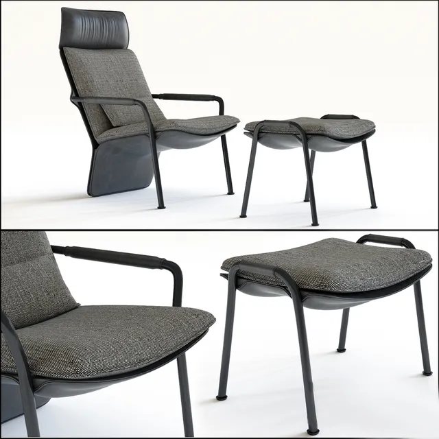 furniture - Armchair and Pouf Poltrona Frau Arabesque 3D Model