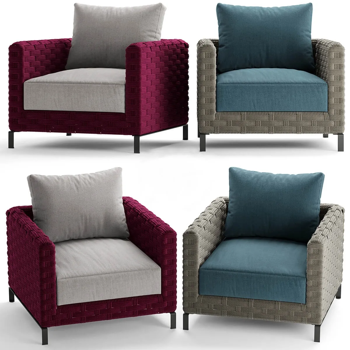 furniture - Armchair b and b italia Ray Outdoor Natural 2 3D Model