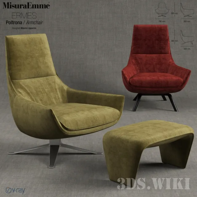 furniture - Armchair ERMES By MisuraEmme 3D Model