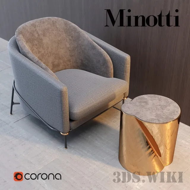 furniture - Armchair Minotti 3D Model