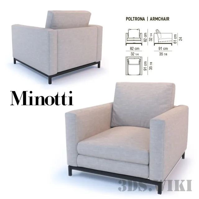 furniture - Armchair Minotti 3D Model