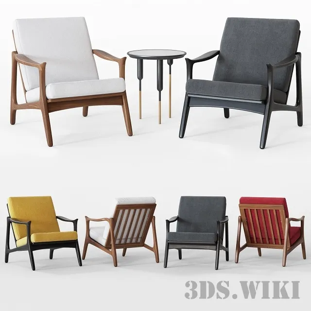 furniture - Armchair Pace Armchair Solid Ash with wood frame 3D Model