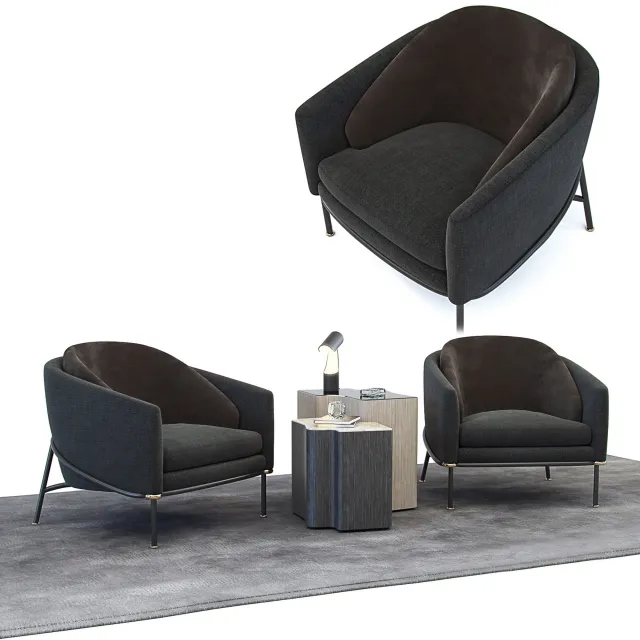 furniture - Armchair Phil Noir Minotti  5 3D Model