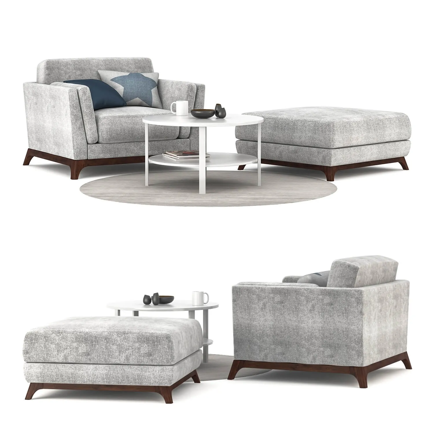 furniture - Armchair & Pouf Lexiconton GRAY 3D Model