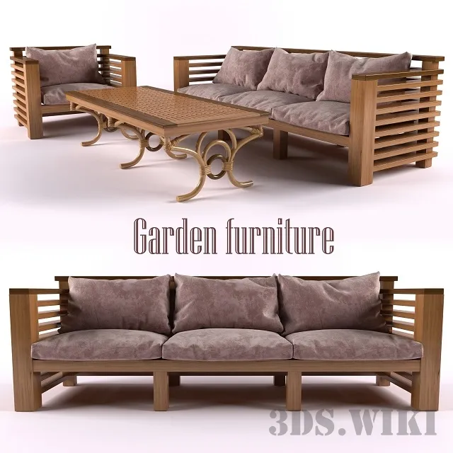 furniture - Armchair sofa and table for the garden 3D Model