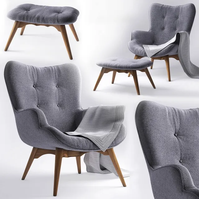 furniture - Armchair with Pouf Ejerslev 3D Model