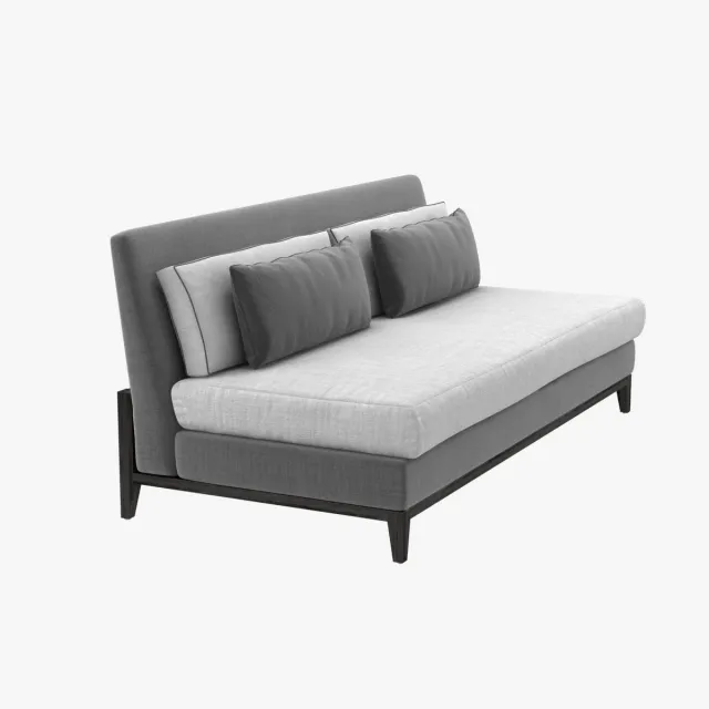 furniture - Armless sofa with pillows 3D Model