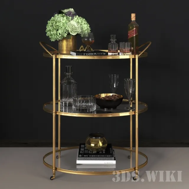 furniture - Arteriors - Connaught Bar Trolley 3D Model