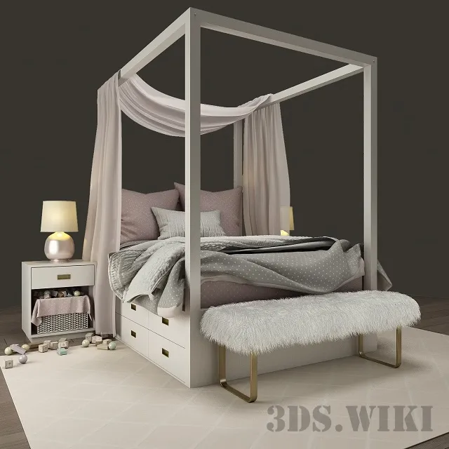 furniture - AVALON Restoration Hardware Bed 3D Model